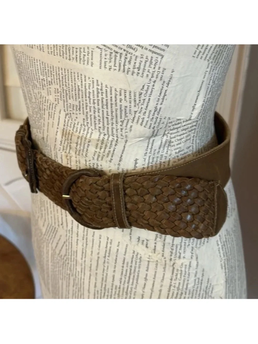 VINTAGE ECHO BRAIDED LEATHER DOUBLE BUCKLE BELT M 34